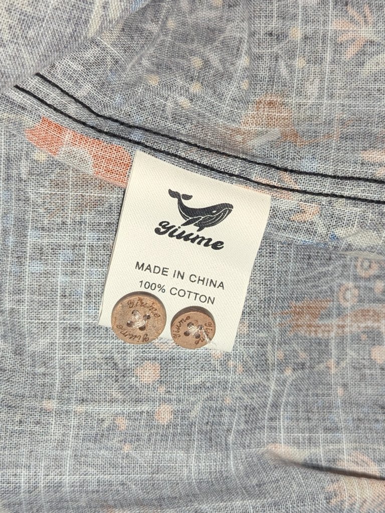 Nwt Yiume Men's Long Sleeve Dark Blue Animals/Flowers Cotton Shirt Size L — image 4 of 4